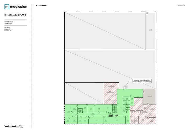 Måttbandet 2 kontorslokal pl.2_495 m²