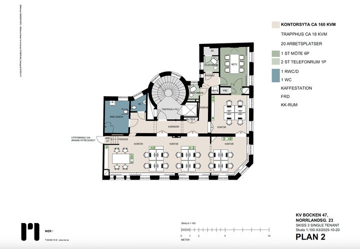 Ritning Norrlandsgatatan 23, PLAN 2 Arbetsplatser